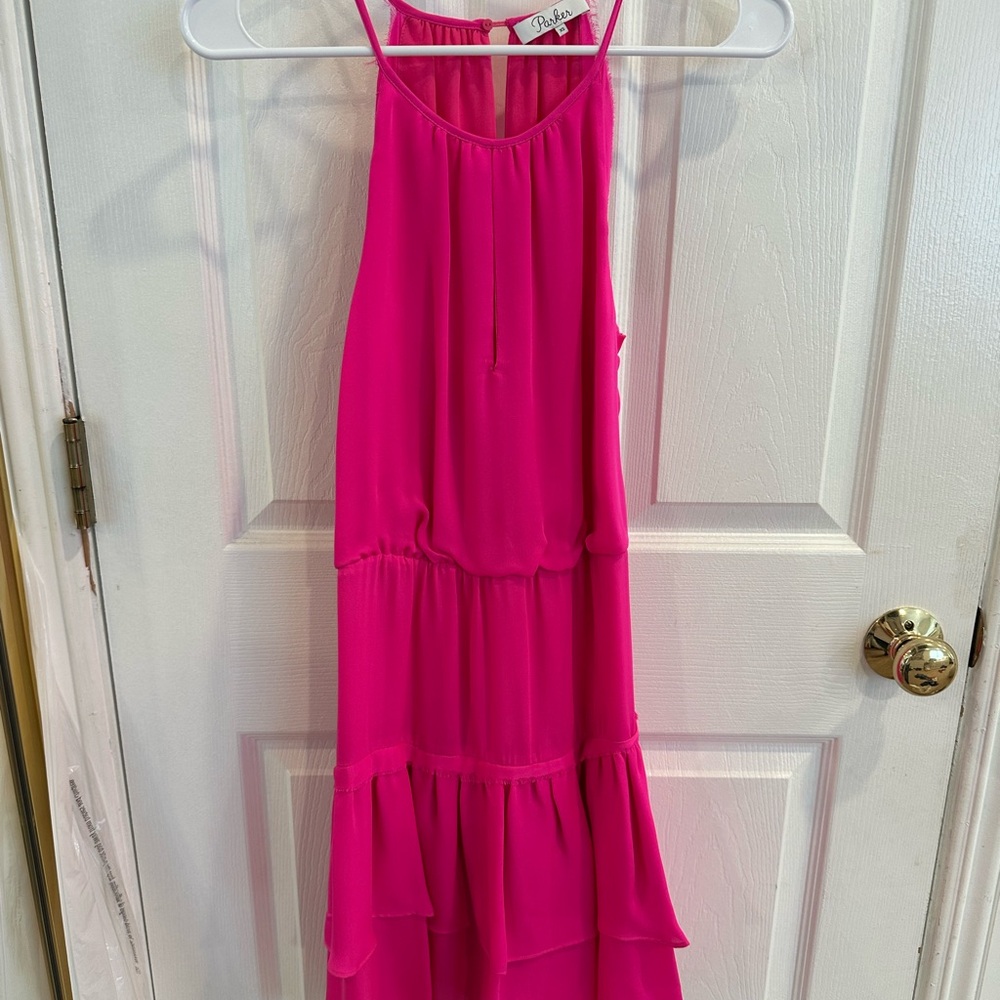 Parker Fuchsia Sleeveless Silk Dress